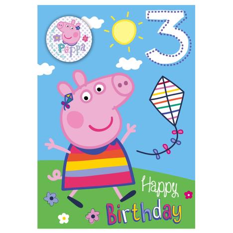 3rd Birthday Peppa Pig Badged Birthday Card £2.39